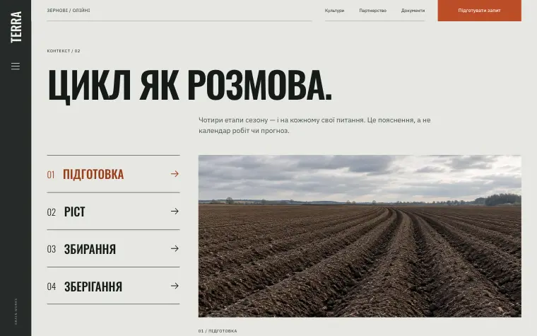 TERRA · GRAIN WORKS — Сезонний контекст